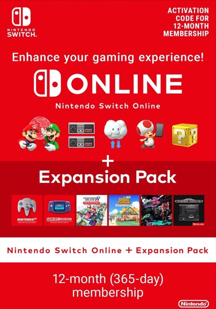 Nintendo Switch Online 12 Month Individual Membership + Expansion Pack